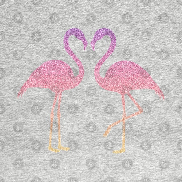 Pink Sunset Sunrise Ombre Faux Glitter Flamingos Silhouette by Felicity-K